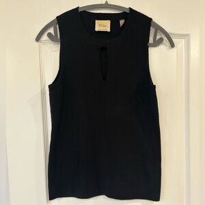NWOT Elie Tahari Viscose Blend Keyhole Sleeveless Knit Black Top